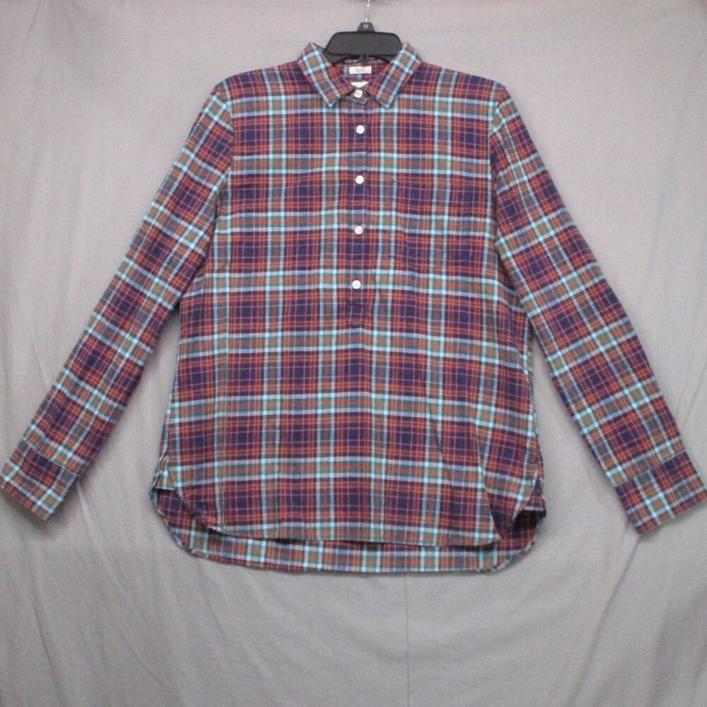 J.‎ Crew Boy Fit Plaid Long Sleeve Orange Pink Blue Women Size | S